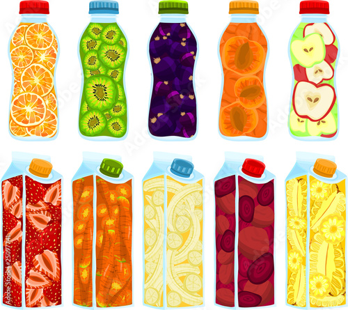 Set of a fruit bottles
