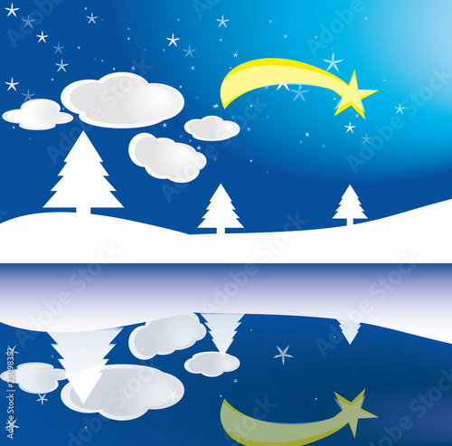 paesaggio natalizio e cometa