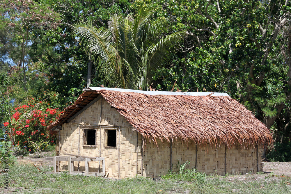 Hut and trees