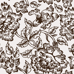 Handdoek met foto Bruin patronen Bloemen naadloos patroon vintage  © pim