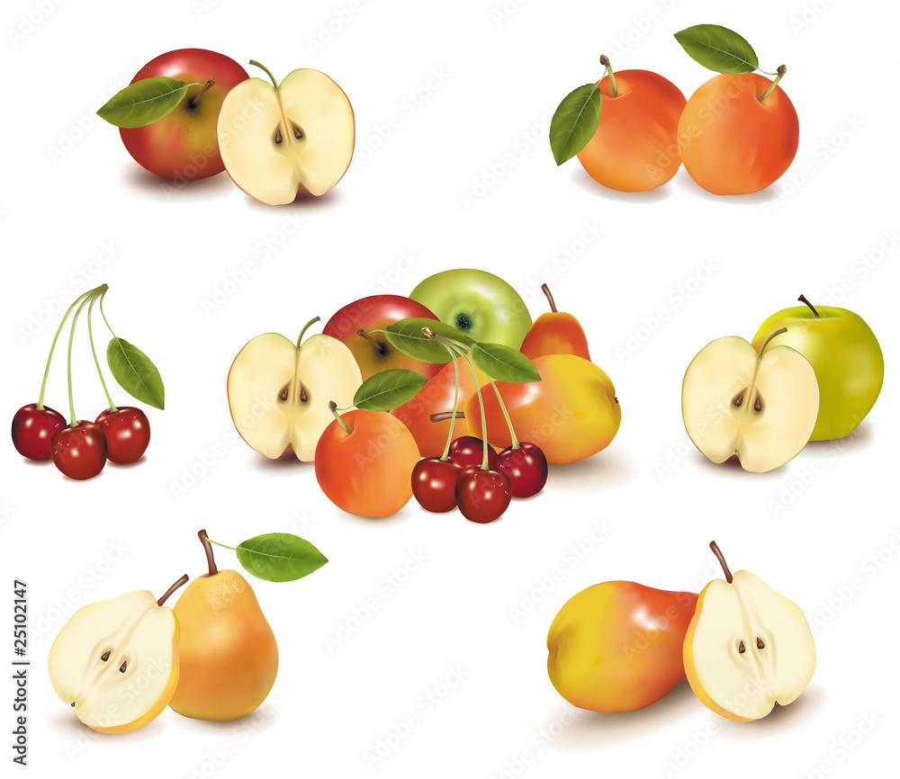 Big group of sweet fruit. Vector. Big group of sweet fruit. Vector.