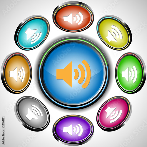 Speaker. Vector internet buttons. 8 different projections.