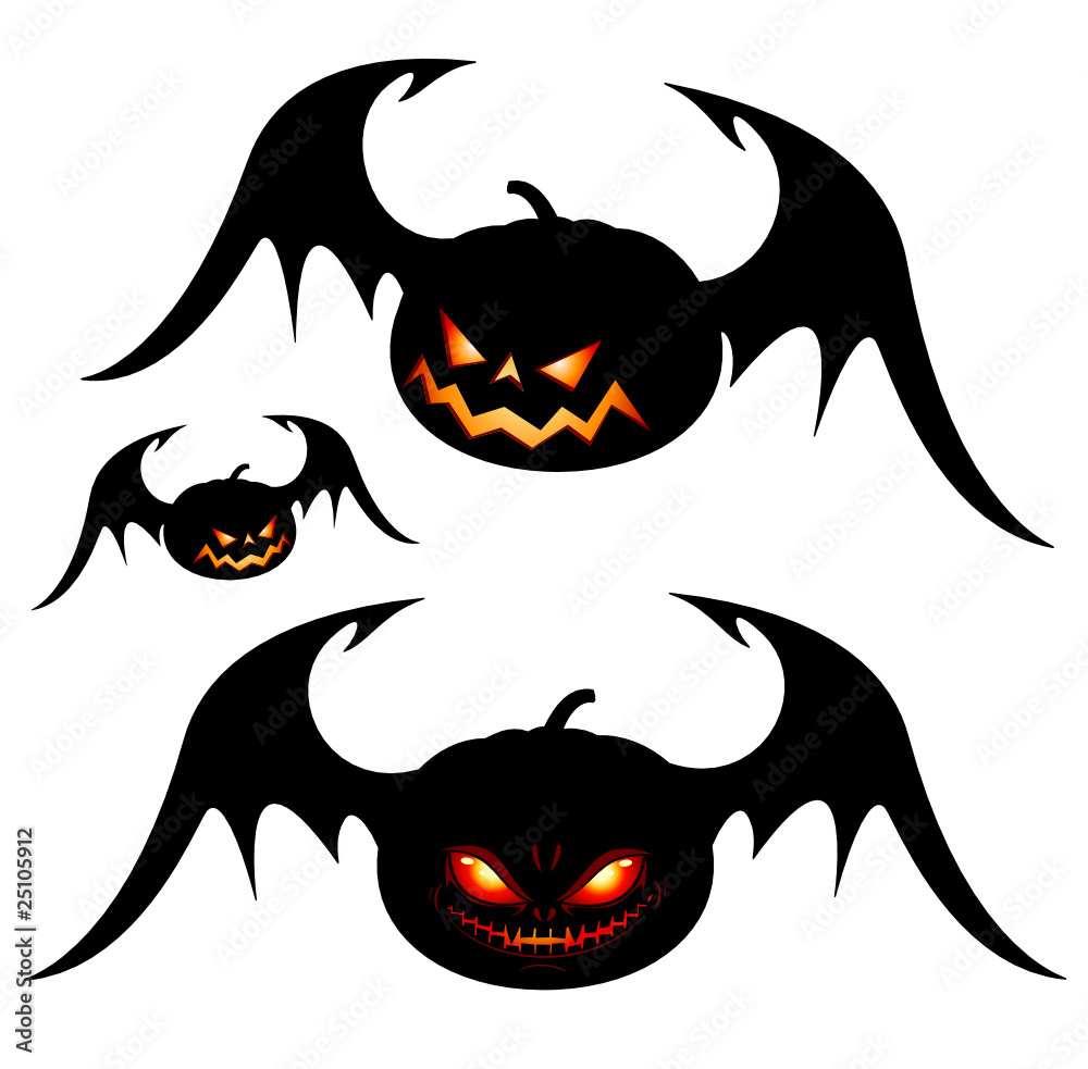 Fototapeta premium Halloween pumpkins with wings