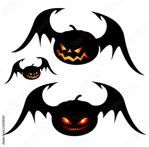 Halloween pumpkins with wings