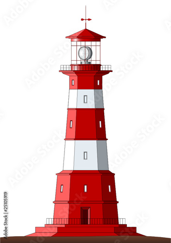 Beautiful detailed lighthouse isolated on white