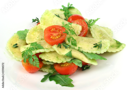 Pasta ravioli with pesto - food