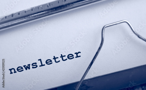 typewriter closeup shot, concept of newsletter