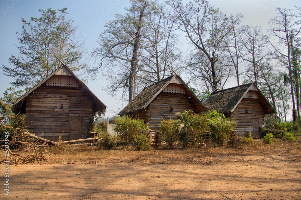 Laos village on river Mekong Laos village on river Mekong