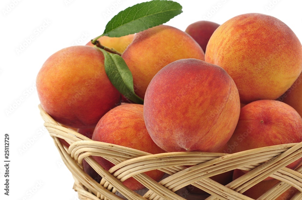 peaches in the basket close up