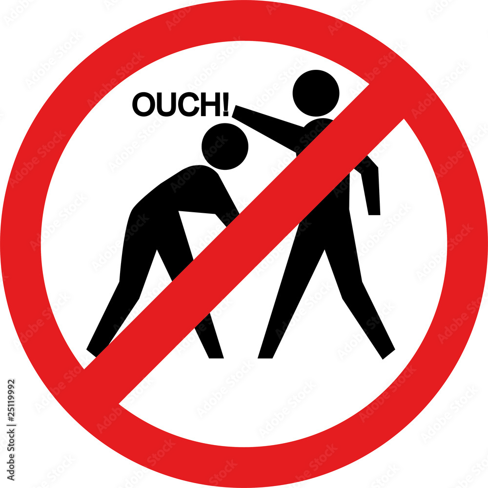 Ouch sign. Hitting and beating is forbidden
