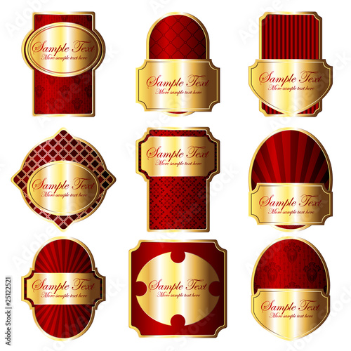 Set of 9 ornate labels