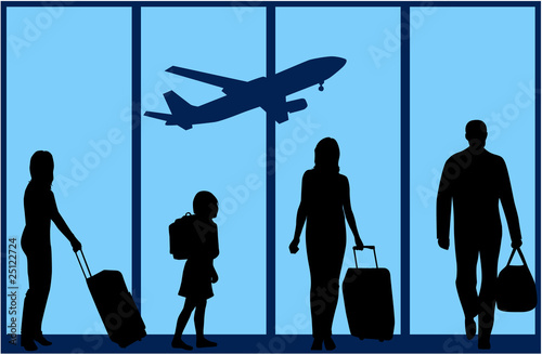 The family at the airport-an illustration