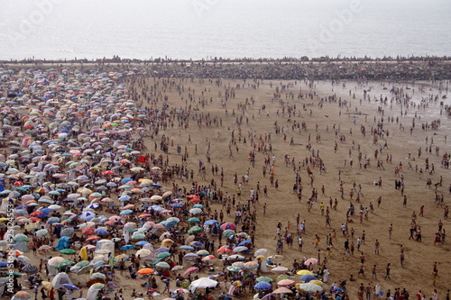 Crowd of people in the beach