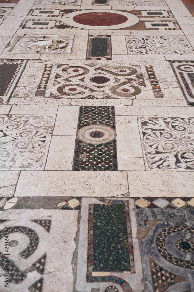Pavement Cathedral background. Spoleto. Umbria.