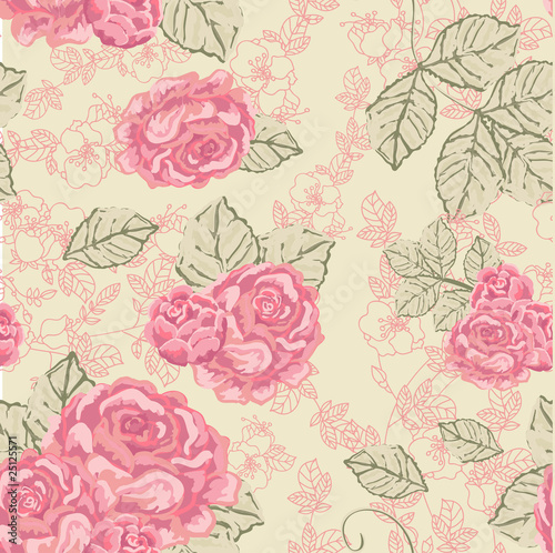 seamless vintage rose pattern