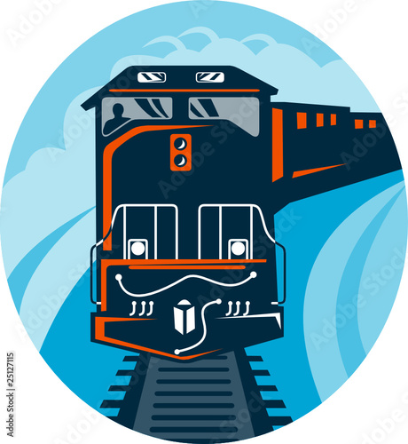 diesel train coming up front