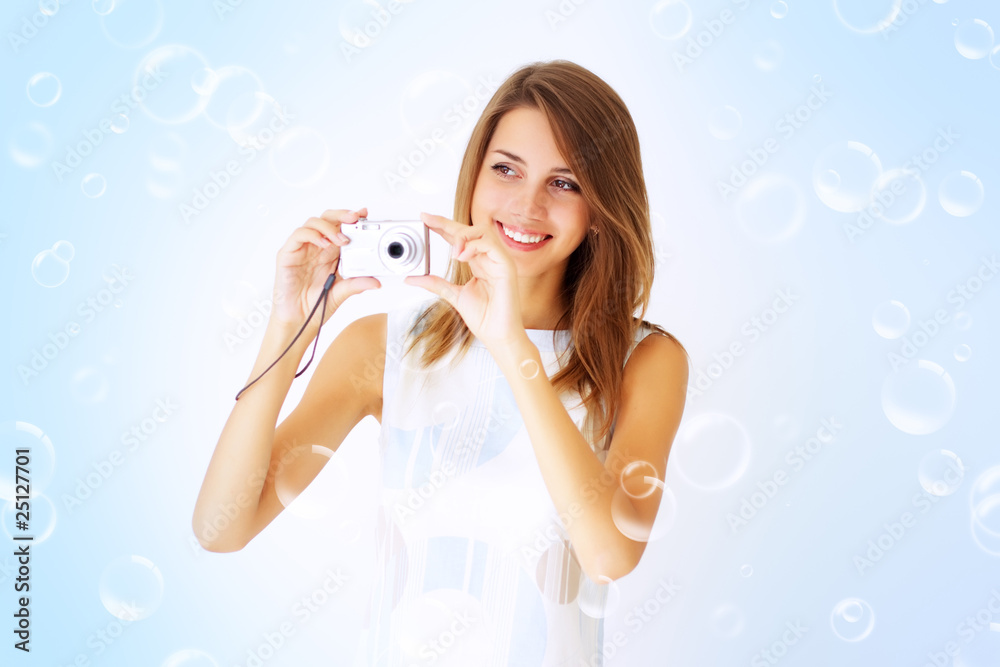 girl holding a camera girl holding a camera