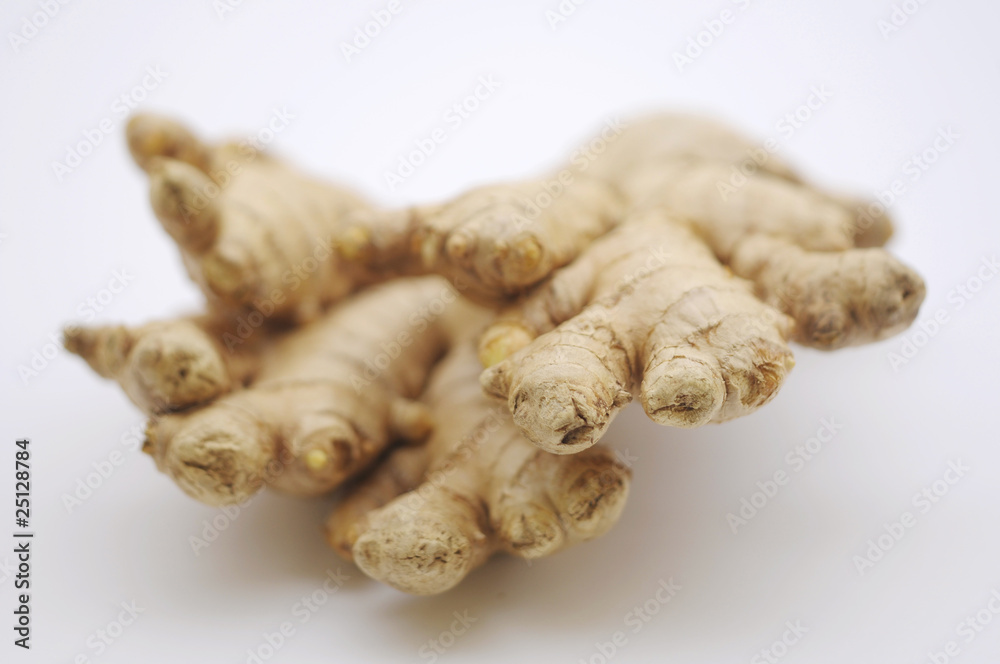 Ginger root on white background