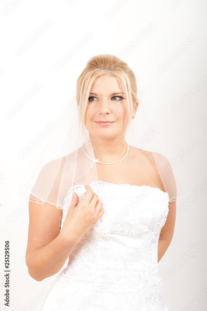 beautiful bride in white wedding dress and veil beautiful bride in white wedding dress and veil