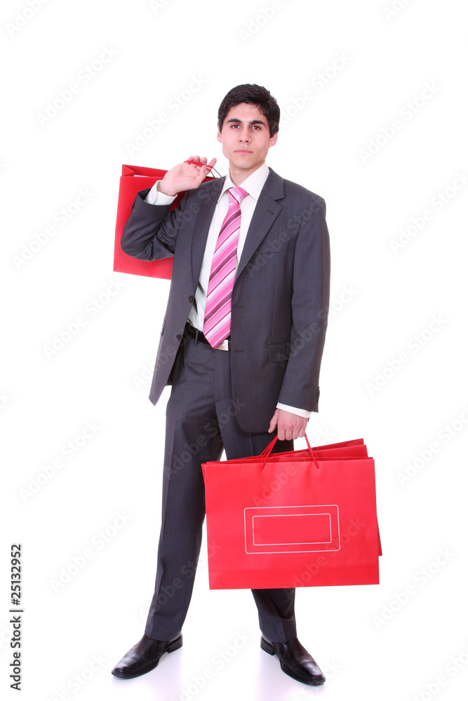 handsome man with shopping bags handsome man with shopping bags