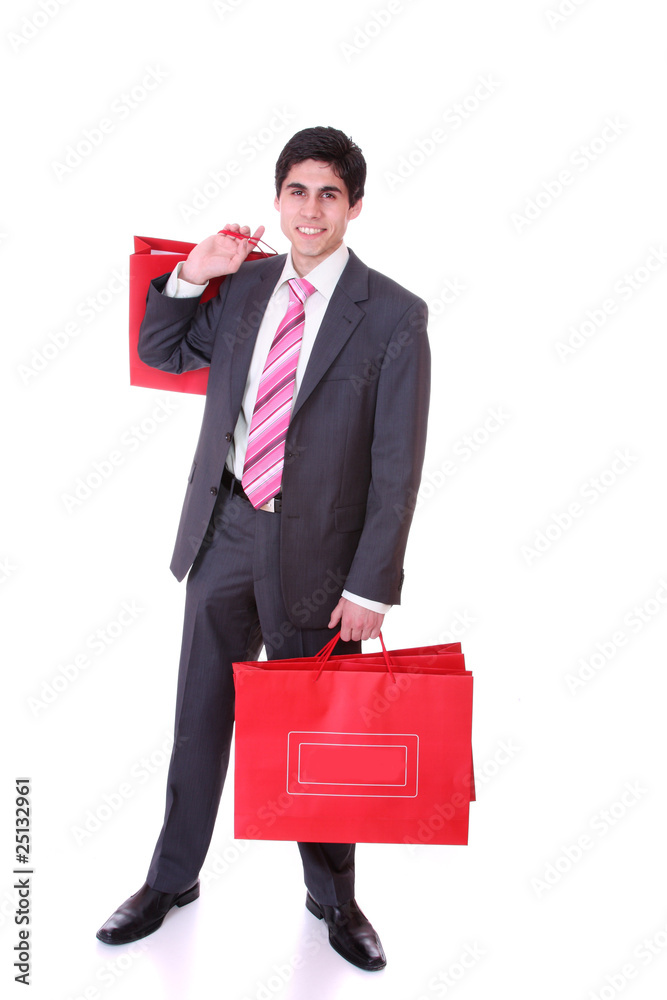 handsome man with shopping bags
