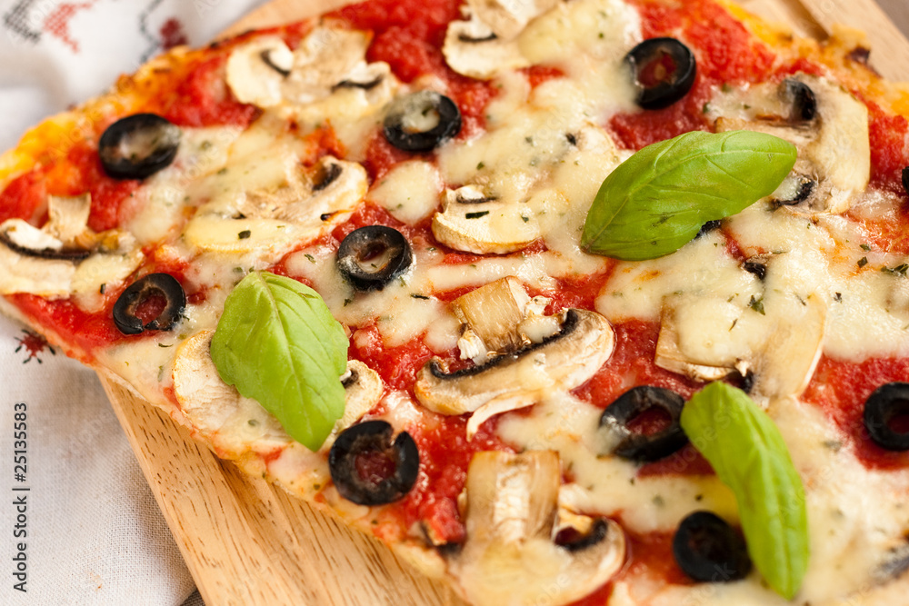Pizza with mushrooms and cheese Pizza with mushrooms and cheese