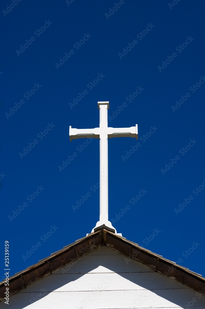 Cross On Steeple Of Church