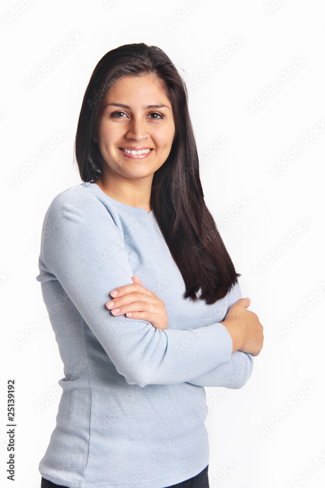 Confident young woman portrait isolated on white Confident young woman portrait isolated on white