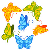 Vector funny cartoon tropical butterfly