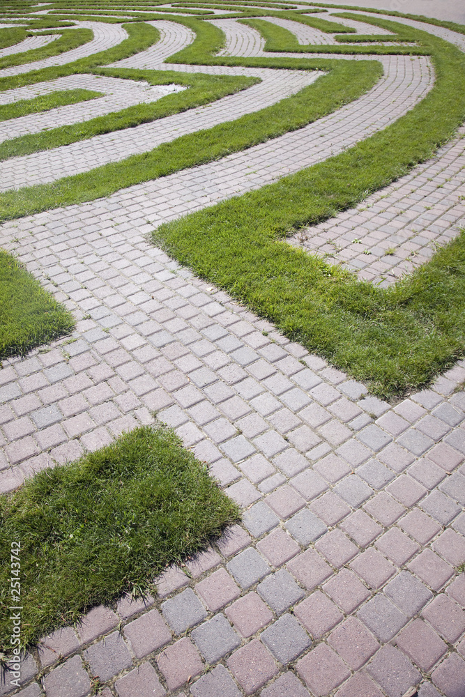 Entrance to a Cobblestone and Grass Maze Entrance to a Cobblestone and Grass Maze