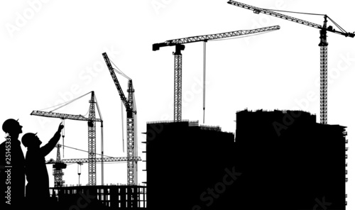 Fotografie wokers near building silhouettes