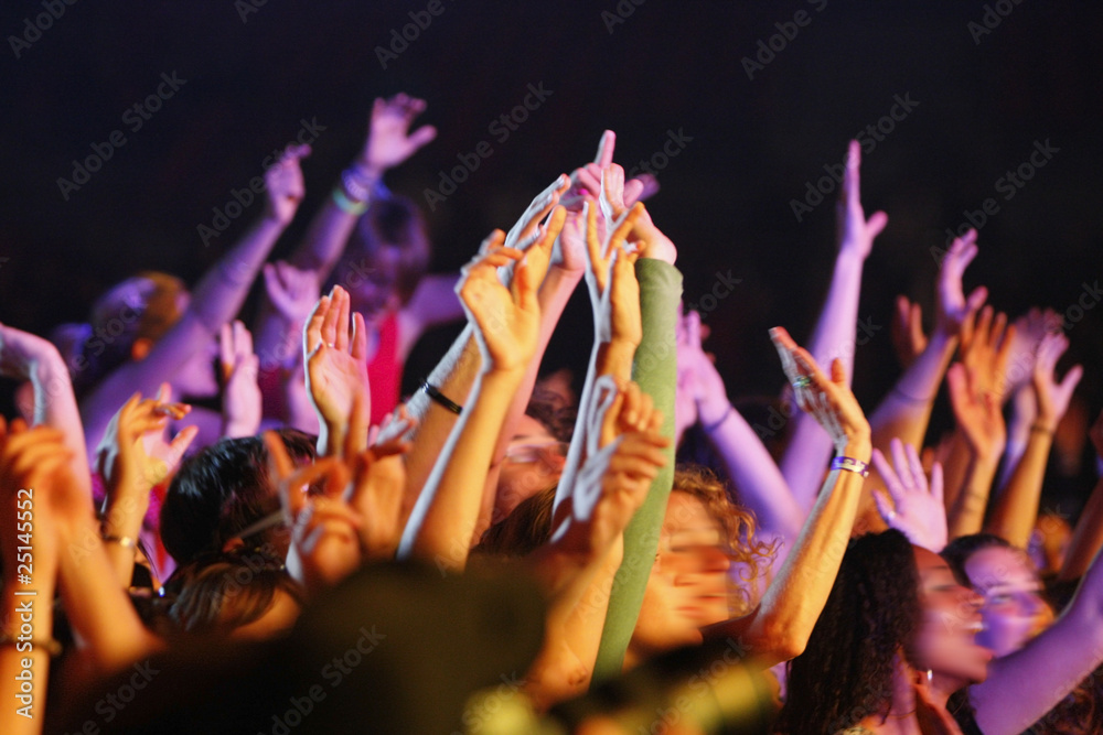 foule main concert délire ambiance musique fan spectacle tendu d Stock  Photo
