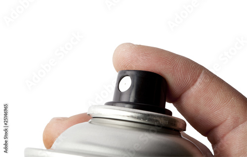 hand holding spray can