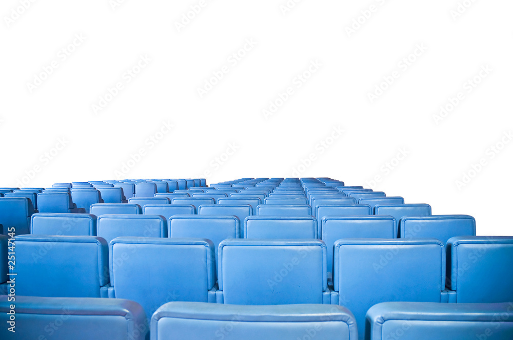 Fototapeta premium Blue armchairs group on white background.