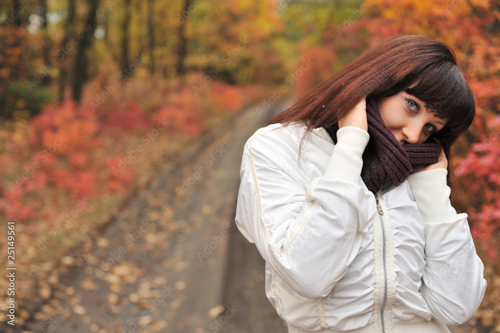 The girl in an autumn forest The girl in an autumn forest