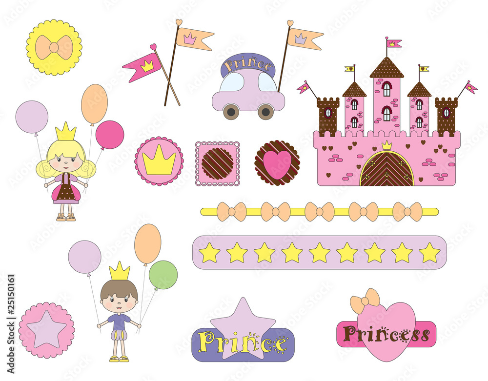 Fototapeta premium Digital vector scrapbook. Fairytale