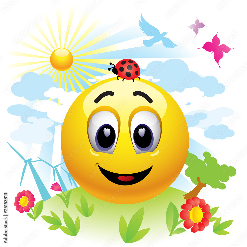 Naklejka premium Smiley ball sending message about pollution