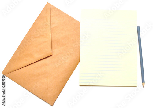 envelope with notepad and pencil © vadim yerofeyev