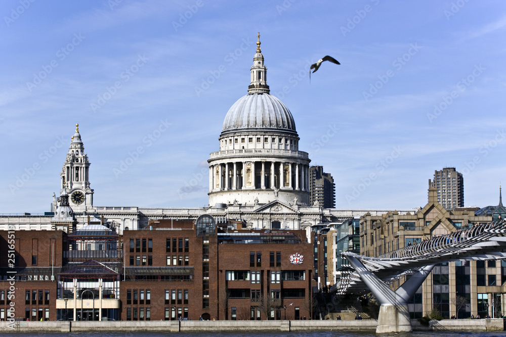 Fototapeta premium St Pauls Cathedral and millenium Bridge 2
