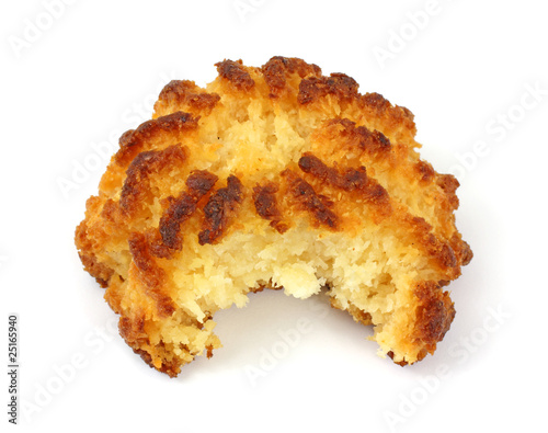 Gluten free coconut macaroon that has been bitten