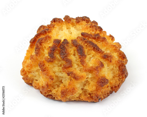 A delicious coconut macaroon on a white background