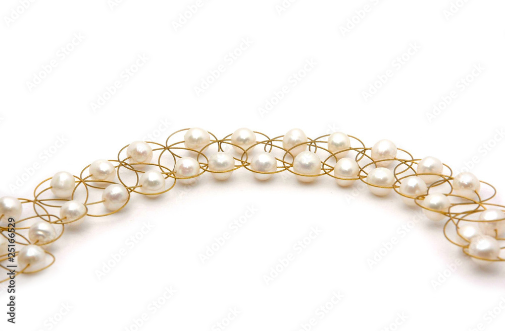 Pearl necklace isolated on the white background