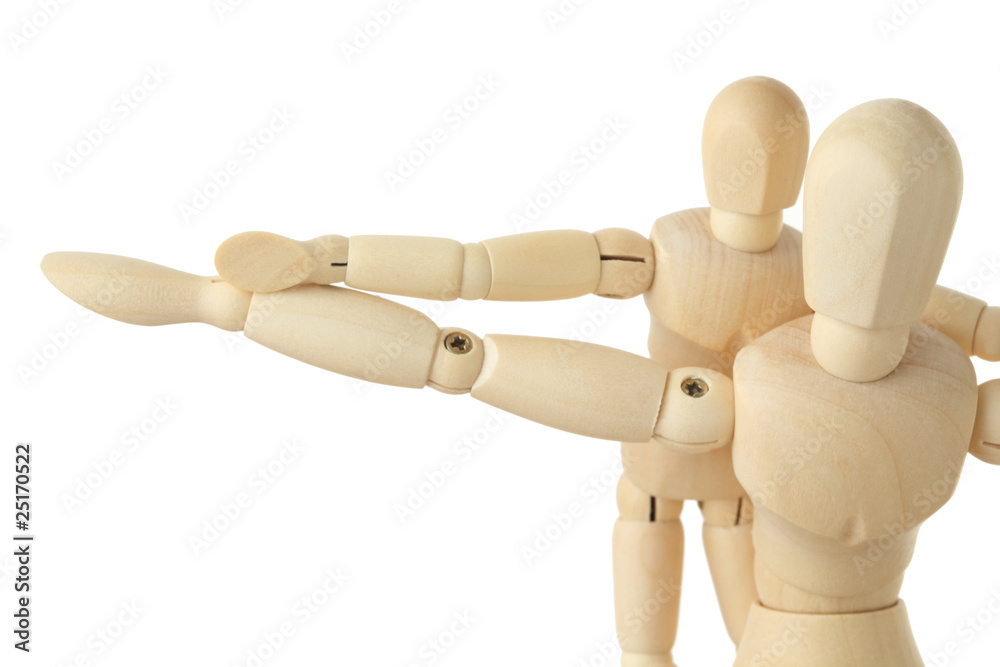 wooden figures parent and child, hands apart, half body, wooden figures parent and child, hands apart, half body,