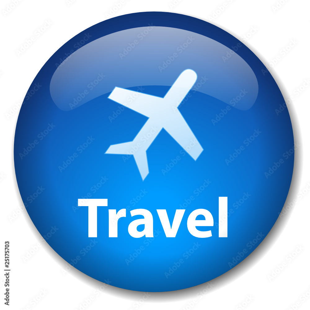 TRAVEL Web Button (destinations flights world tour holidays map)