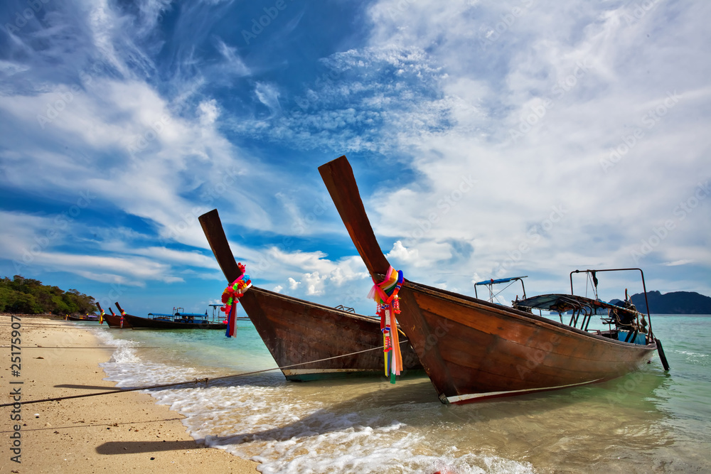 Thai boats near the beach. Thailand