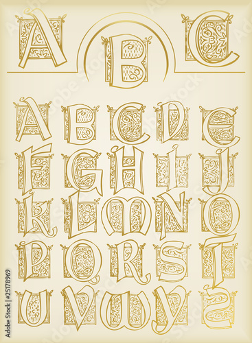Vintage alphabet vector set