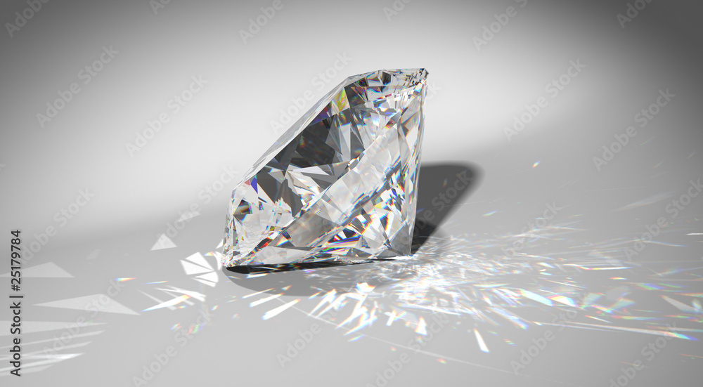 One large diamond with sparkles - obrazy, fototapety, plakaty 
