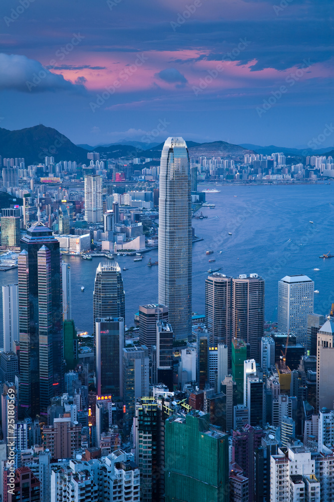 Fototapeta premium Zachód słońca w Hongkongu