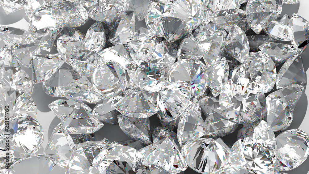 Diamond background. Large group of Jewels