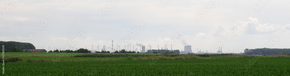 Panorama of industry in Antwerp dockland, Belgium